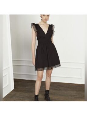 Magali Pascal Vivienne Mini Dress Black Lace Trim size Large NWT NEW